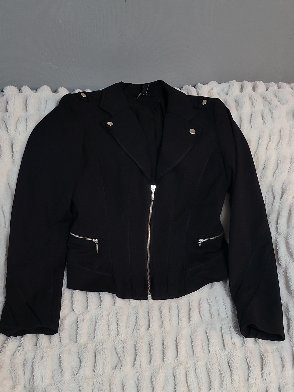 White House Black Market Black Tailored Zip Jacket